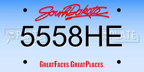 5558HE South Dakota License Plate