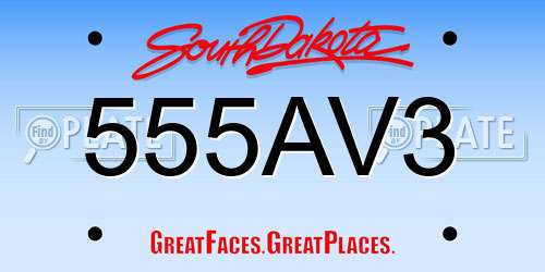 555AV3 South Dakota License Plate