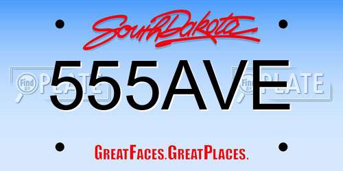 555AVE South Dakota License Plate
