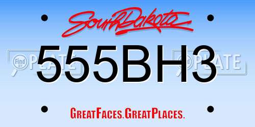 555BH3 South Dakota License Plate