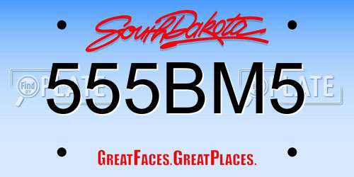 555BM5 South Dakota License Plate