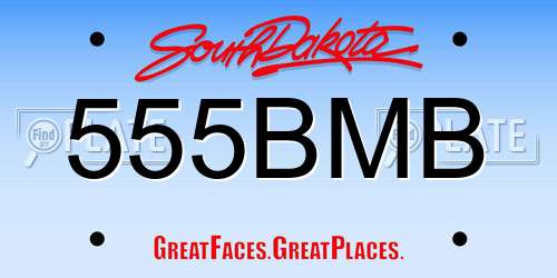 555BMB South Dakota License Plate