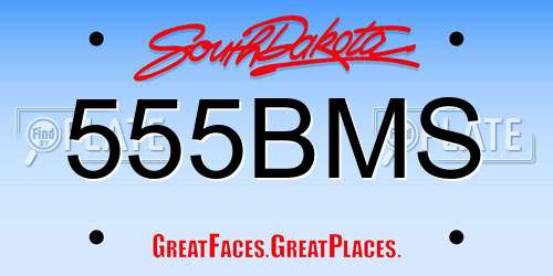 555BMS South Dakota License Plate