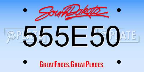555E50 South Dakota License Plate