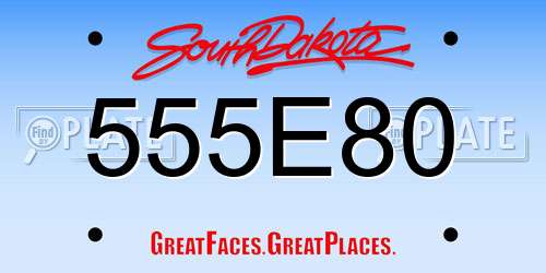 555E80 South Dakota License Plate