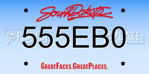 555EB0 South Dakota License Plate