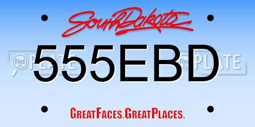 555EBD South Dakota License Plate