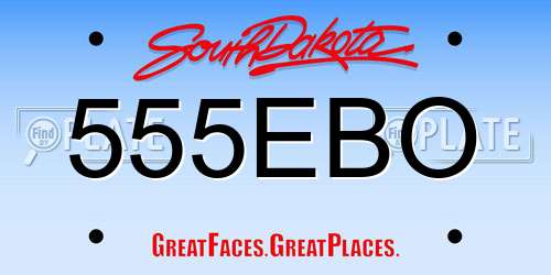 555EBO South Dakota License Plate