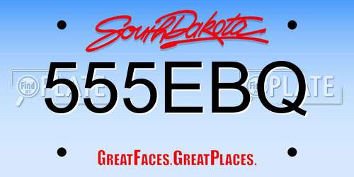 555EBQ South Dakota License Plate