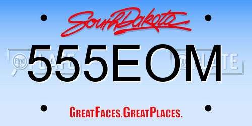 555EOM South Dakota License Plate