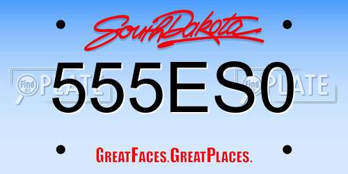 555ES0 South Dakota License Plate