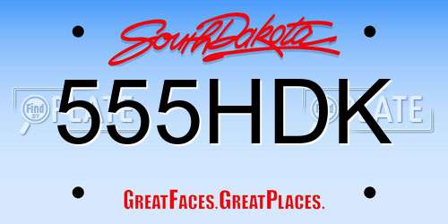 555HDK South Dakota License Plate