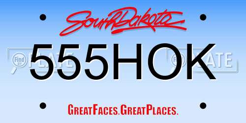 555HOK South Dakota License Plate