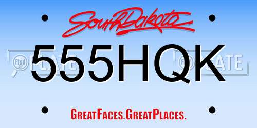 555HQK South Dakota License Plate