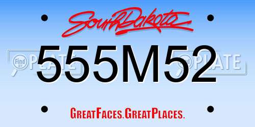 555M52 South Dakota License Plate