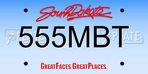 555MBT South Dakota License Plate
