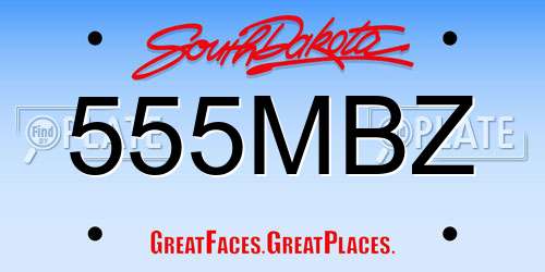 555MBZ South Dakota License Plate