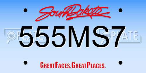 555MS7 South Dakota License Plate