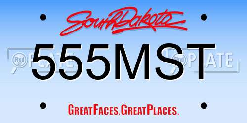 555MST South Dakota License Plate