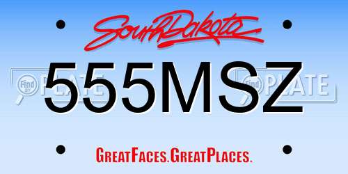555MSZ South Dakota License Plate