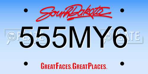 555MY6 South Dakota License Plate