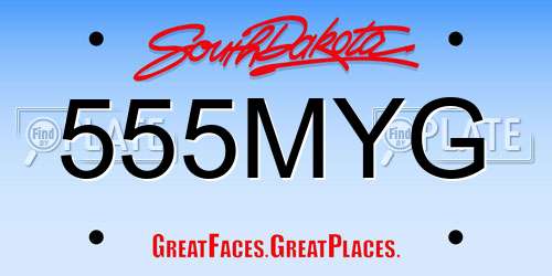 555MYG South Dakota License Plate