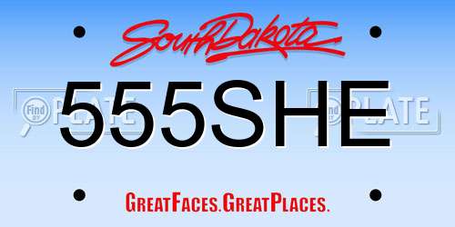 555SHE South Dakota License Plate