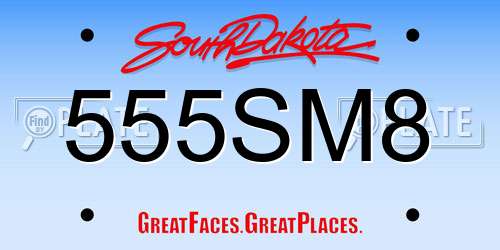555SM8 South Dakota License Plate