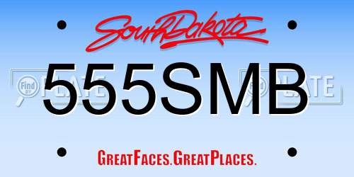 555SMB South Dakota License Plate