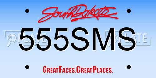 555SMS South Dakota License Plate