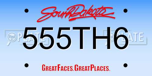 555TH6 South Dakota License Plate
