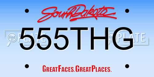 555THG South Dakota License Plate