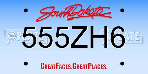 555ZH6 South Dakota License Plate