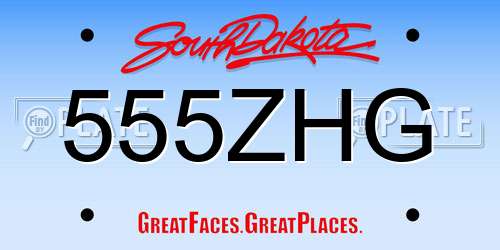 555ZHG South Dakota License Plate