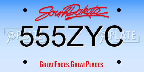 555ZYC South Dakota License Plate