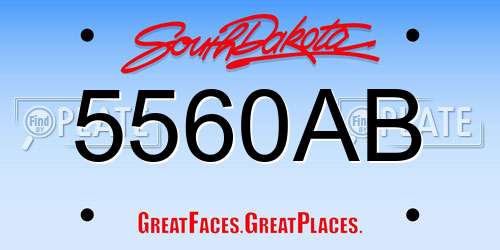 5560AB South Dakota License Plate