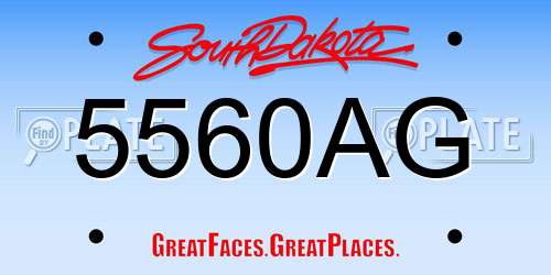 5560AG South Dakota License Plate