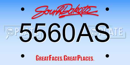 5560AS South Dakota License Plate