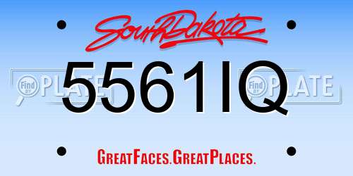 5561IQ South Dakota License Plate