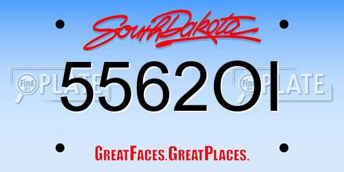 5562OI South Dakota License Plate