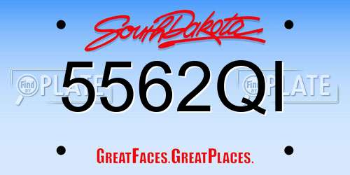 5562QI South Dakota License Plate