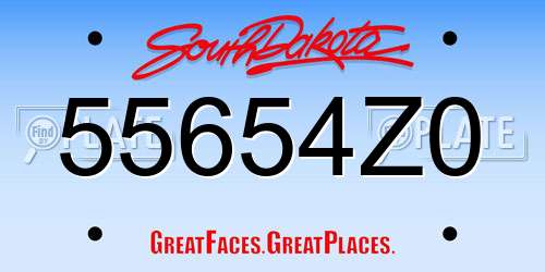 55654Z0 South Dakota License Plate