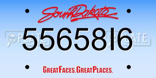 55658I6 South Dakota License Plate