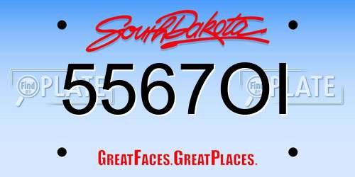 5567OI South Dakota License Plate