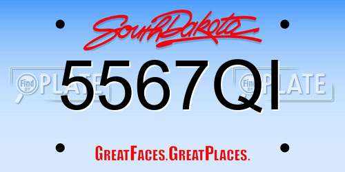 5567QI South Dakota License Plate