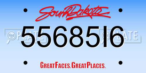 55685I6 South Dakota License Plate