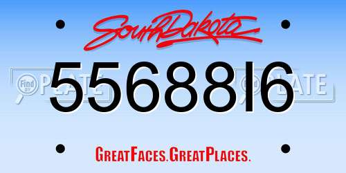 55688I6 South Dakota License Plate