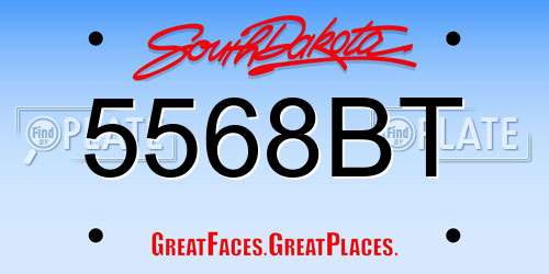 5568BT South Dakota License Plate