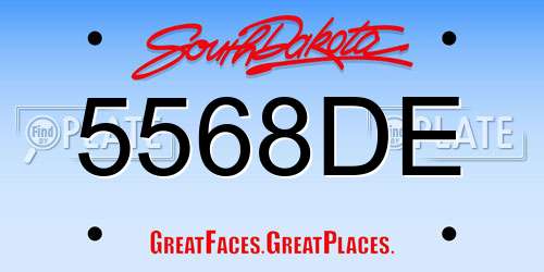5568DE South Dakota License Plate
