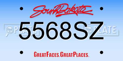5568SZ South Dakota License Plate